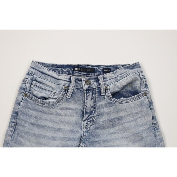 Buckle BKE Mens 28x34 Thick Stitch Stretch Jake Bootcut Denim Jeans Acid Wash - Picture 2 of 14